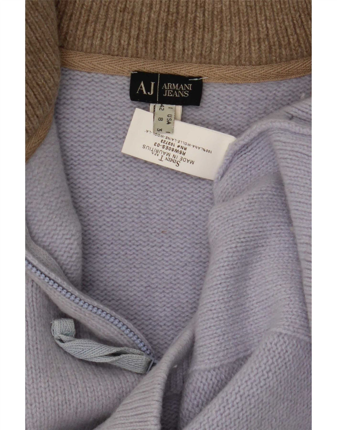 Женский укороченный джемпер с воротником на молнии Armani Jeans IT 42 Medium Blue Wool