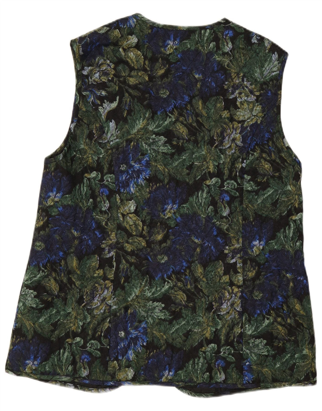 ВИНТАЖНЫЙ женский открытый стеганый жилет EU 42, большой черный цветочный вискоза