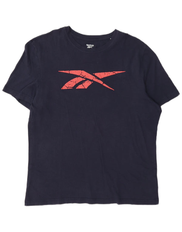 Reebok Мужская футболка с рисунком Top XL Темно-синий хлопок