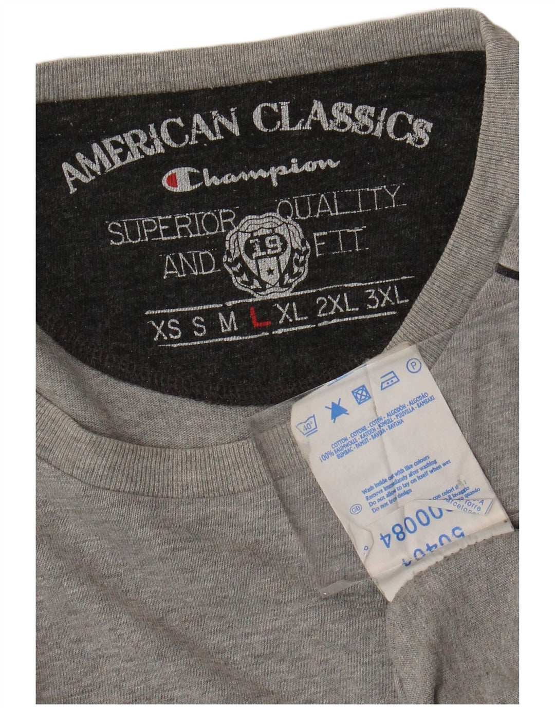 Мужской топ CHAMPION с длинным рукавом, большой размер, серый хлопок