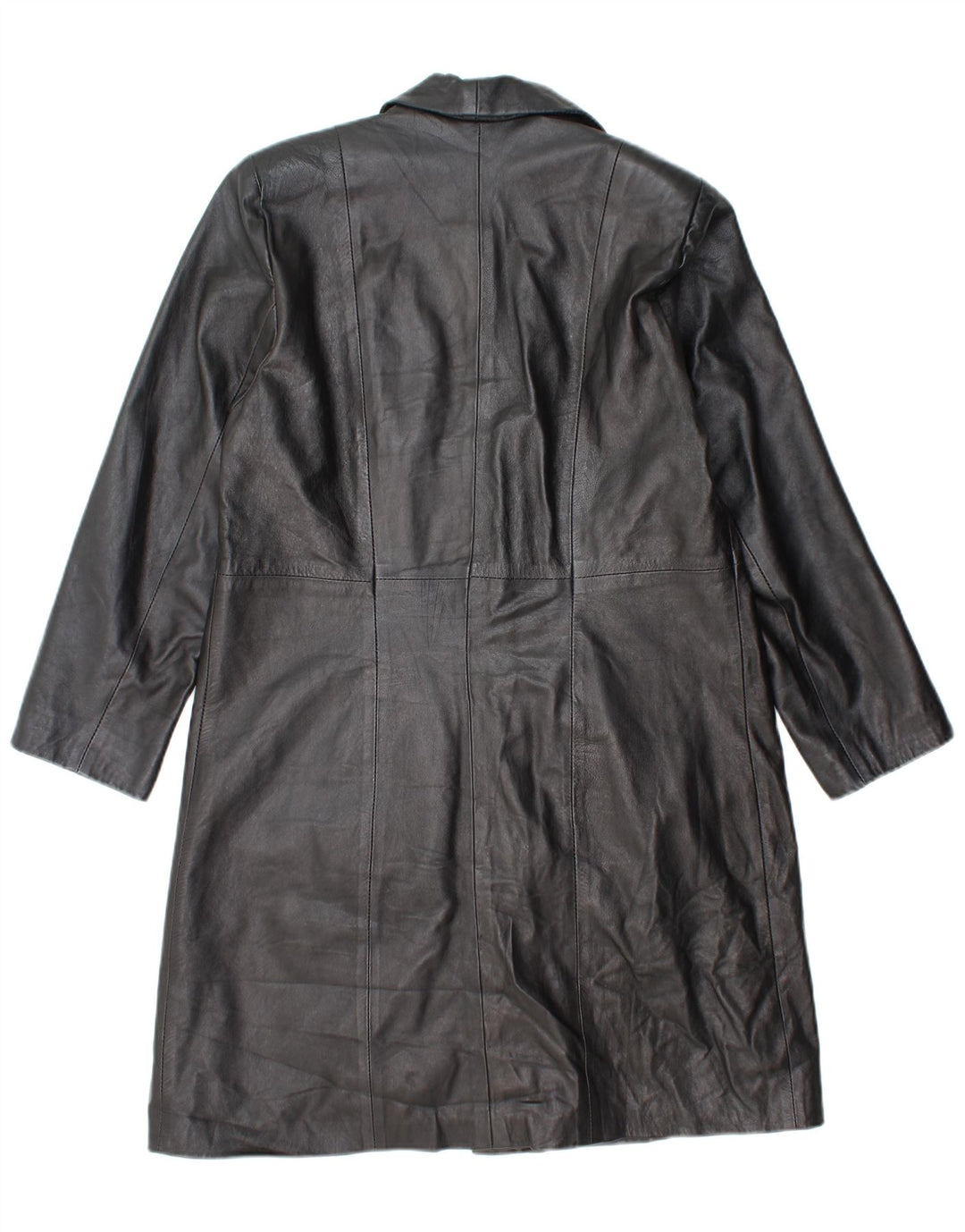 ВИНТАЖНОЕ женское кожаное пальто UK 18 XL, черное кожаное