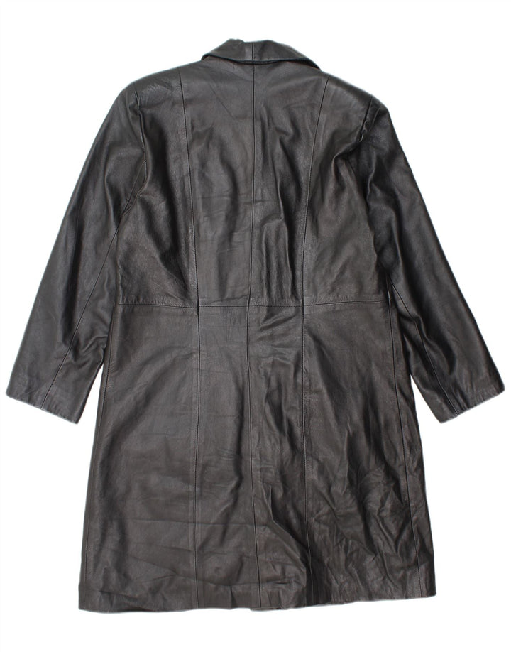 ВИНТАЖНОЕ женское кожаное пальто UK 18 XL, черное кожаное