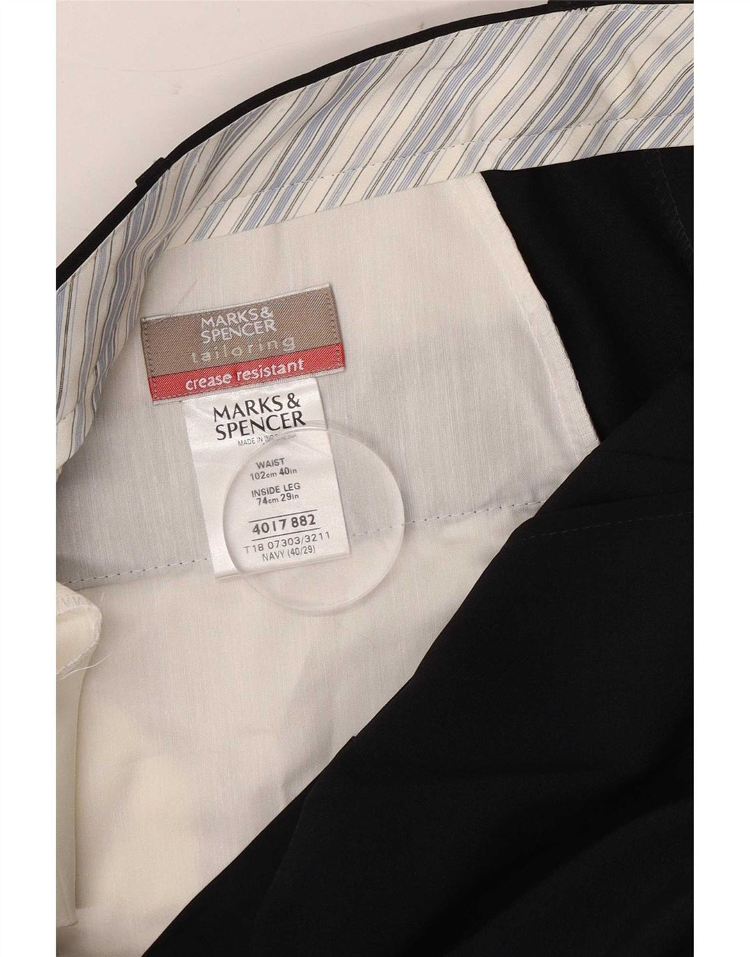 Мужские костюмные брюки Marks & Spencer W40 L29 темно-синие из полиэстера