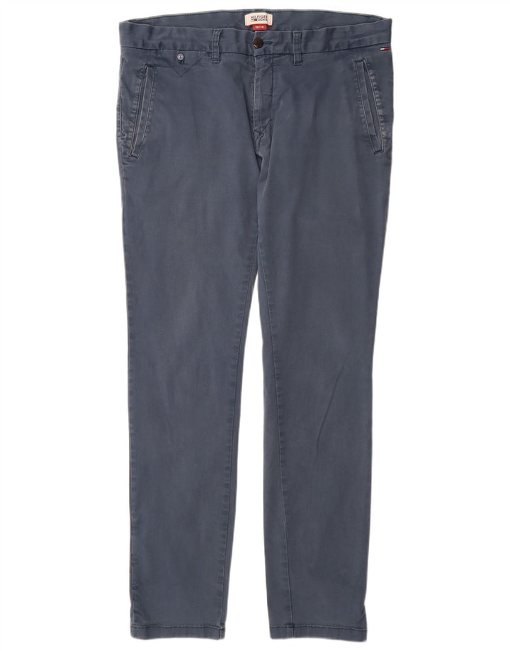 TOMMY HILFIGER Мужские брюки-чиносы узкого кроя W36 L34 синие, хлопок