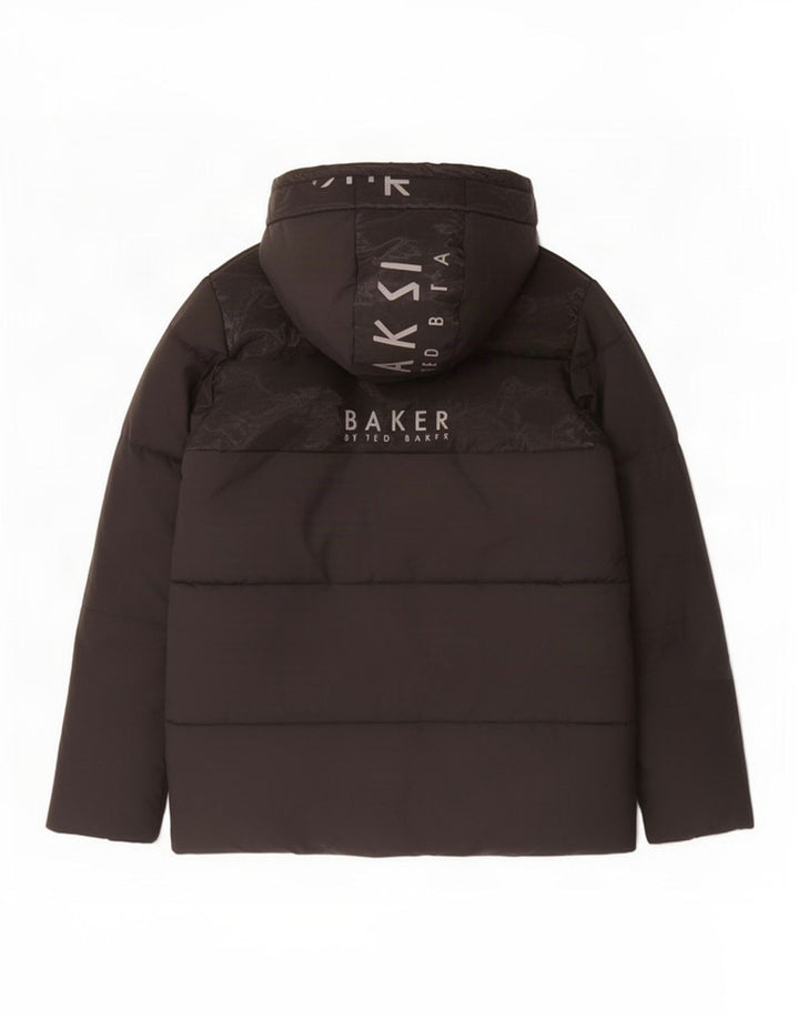 Утепленная куртка с капюшоном и графическим рисунком Ted Baker для мальчиков 12–13 лет, черный полиэстер