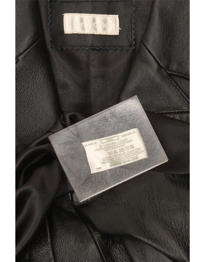 Винтажное женское кожаное пальто UK 18 XL, черное кожаное