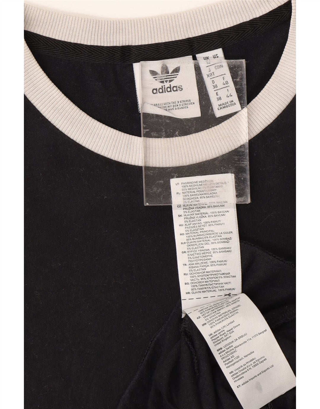 ADIDAS Womens T-Shirt Top UK 12 Medium  Black Cotton Vintage Adidas and Second-Hand Adidas from Messina Hembry 
