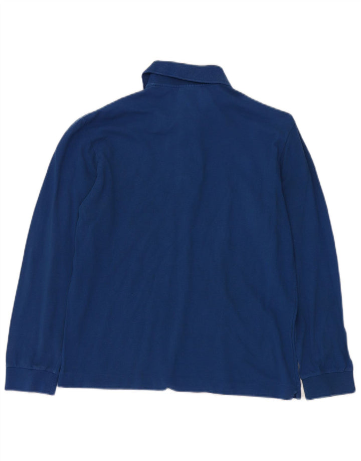 Мужская рубашка-поло с длинным рукавом LACOSTE, размер 3, маленькая, синяя, хлопок