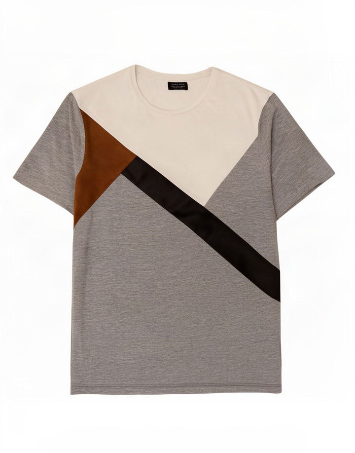 Мужская футболка Zara Top XL серая с цветными блоками