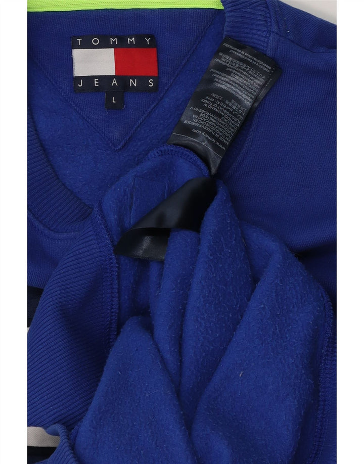 Мужской свитшот с рисунком Tommy Hilfiger, большой синий хлопковый джемпер