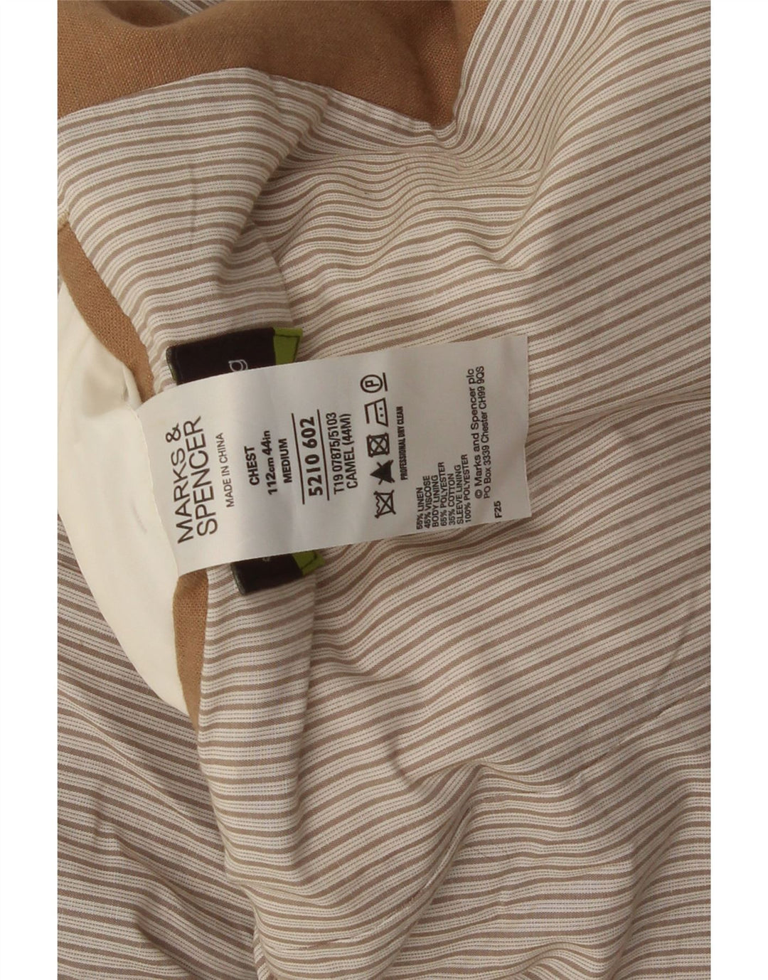 Мужской пиджак на двух пуговицах Marks & Spencer UK 38, средний бежевый льняной пиджак