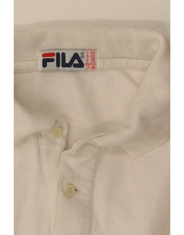 Мужская рубашка поло с длинным рукавом Fila США 42, большая белая