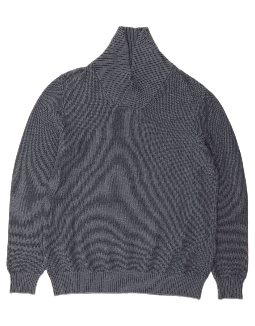 JOHN LEWIS Mens Shawl Neck Jumper Sweater Large Blue Cotton Vintage John Lewis and Second-Hand John Lewis from Messina Hembry 