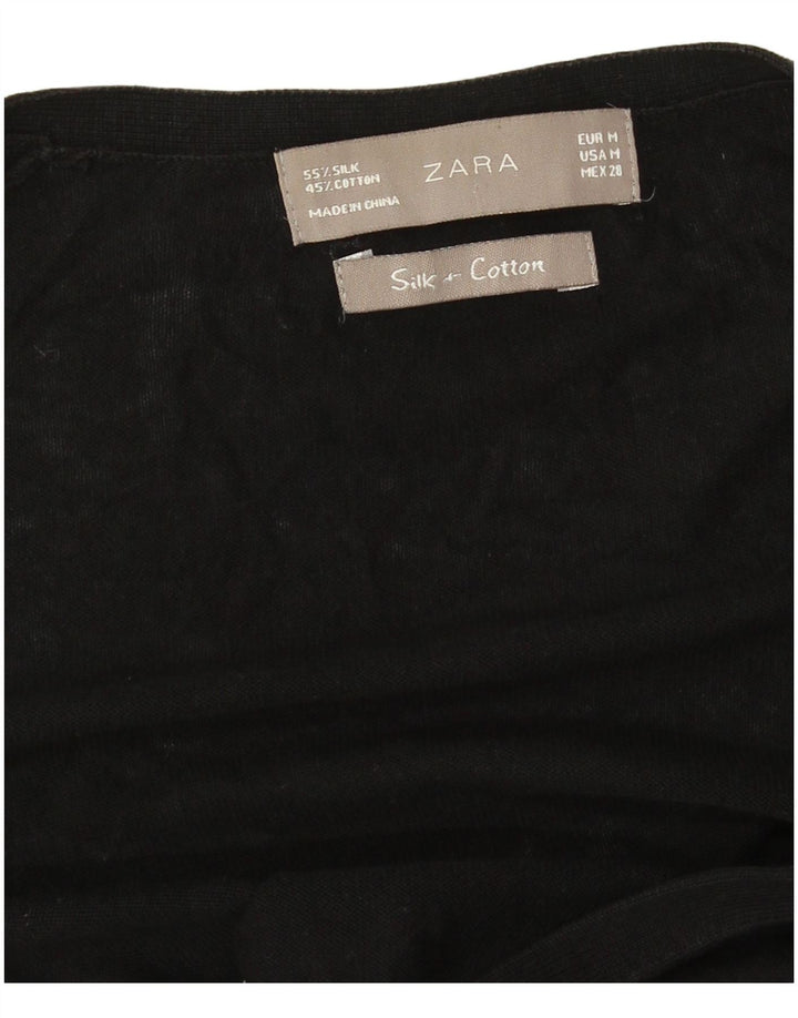 Женский удлиненный кардиган Zara UK 14, средний черный шелковый