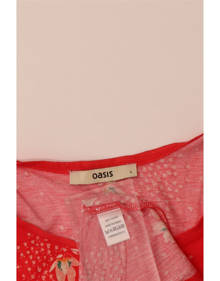 Женский жилет OASIS UK 14, большой красный, вискоза с цветочным принтом