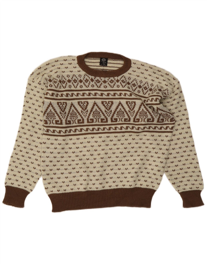 Мужской свитер C & A с круглым вырезом IT 48/50 Средний Бежевый Fair Isle