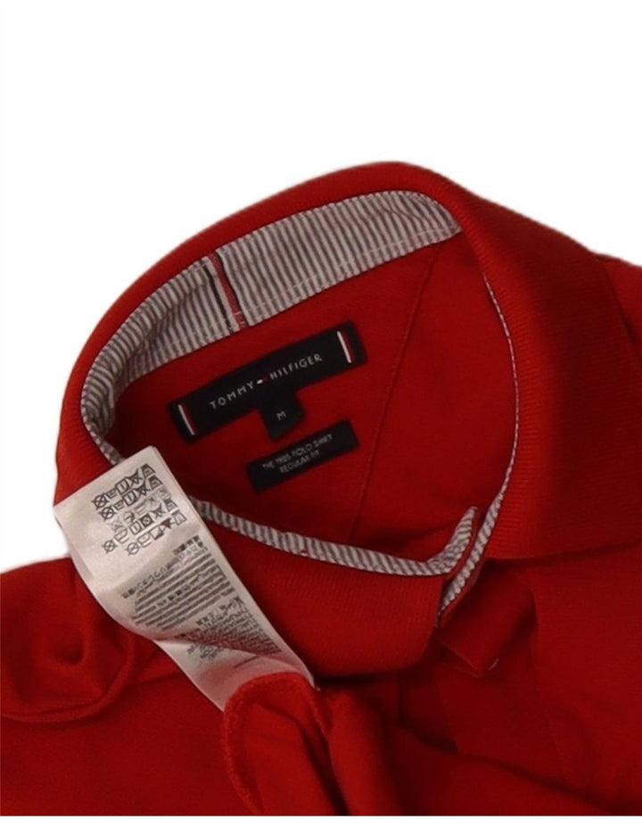 TOMMY HILFIGER Mens Regular Fit Polo Shirt Medium Red Cotton
