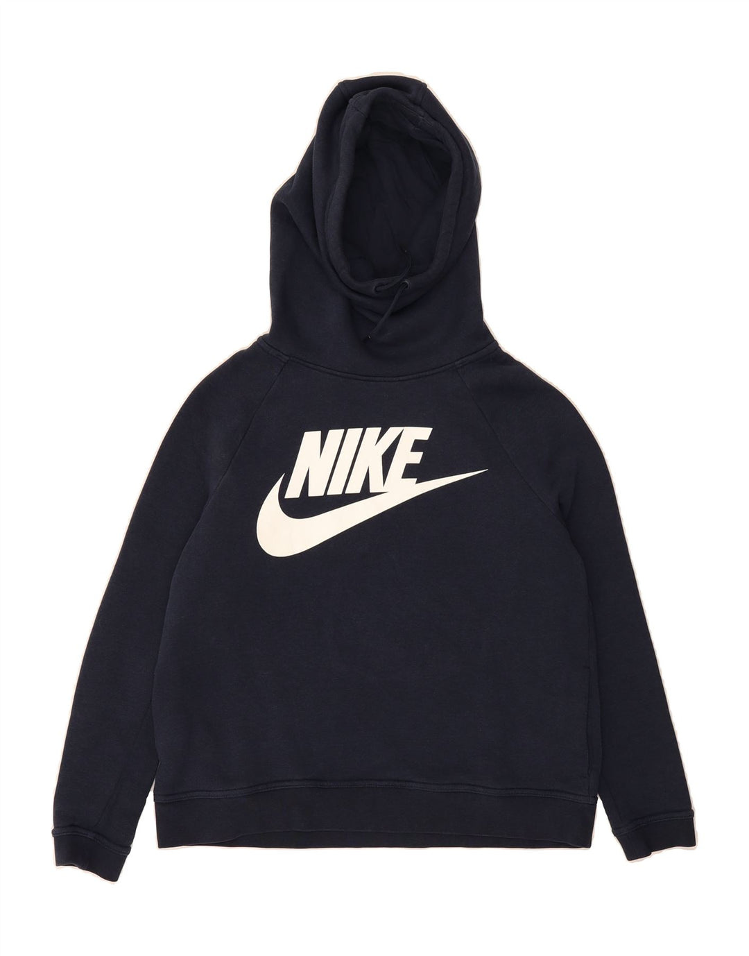 NIKE Womens Graphic Hoodie Jumper UK 14 Medium Navy Blue Vintage Nike and Second-Hand Nike from Messina Hembry 