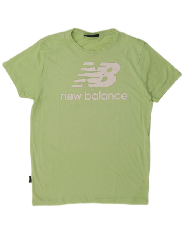 New Balance Womens Graphic T-Shirt Top UK 16 Large Green Cotton