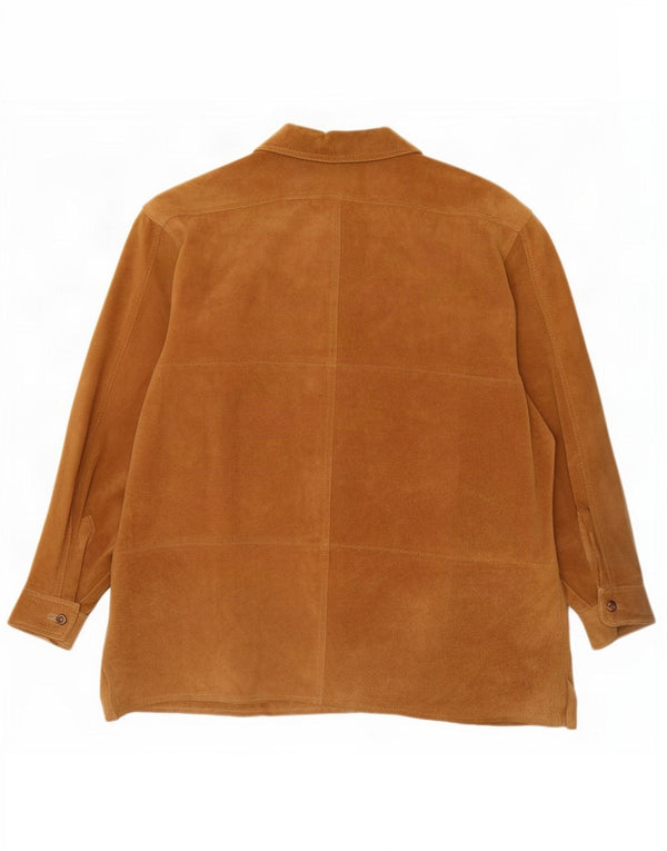 Винтажная женская замшевая рубашка IT 52 XL Бежевая кожа