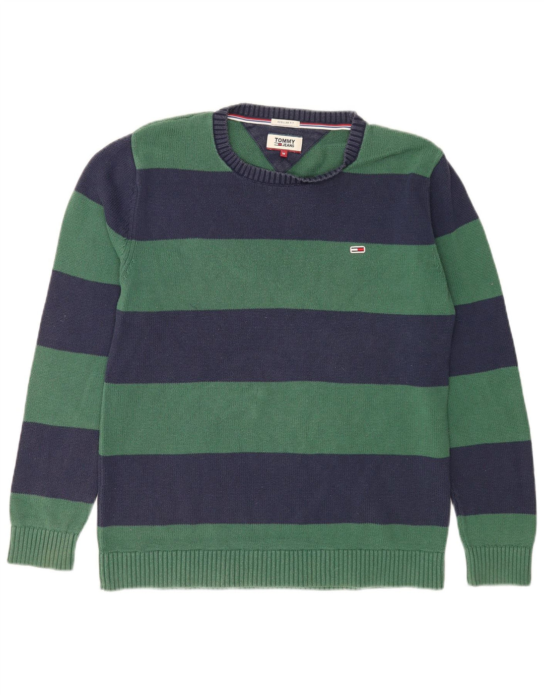 Мужской джемпер с круглым вырезом Tommy Hilfiger, средний зеленый в полоску
