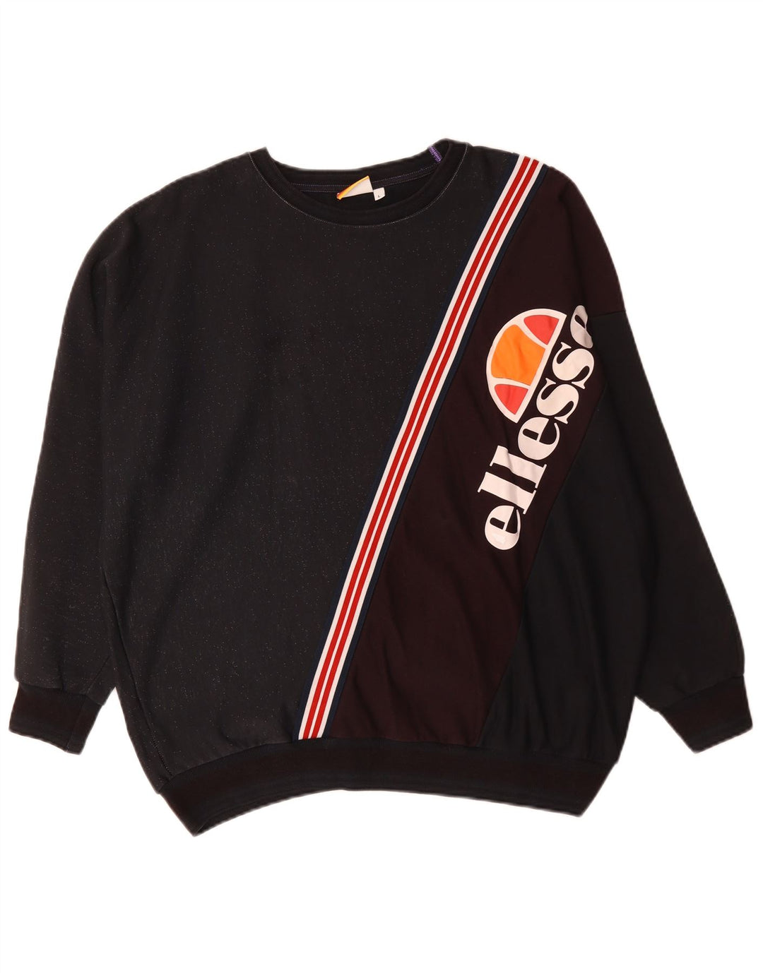 ELLESSE Мужской свитшот с рисунком, большой хлопковый джемпер темно-синего цвета с цветными блоками