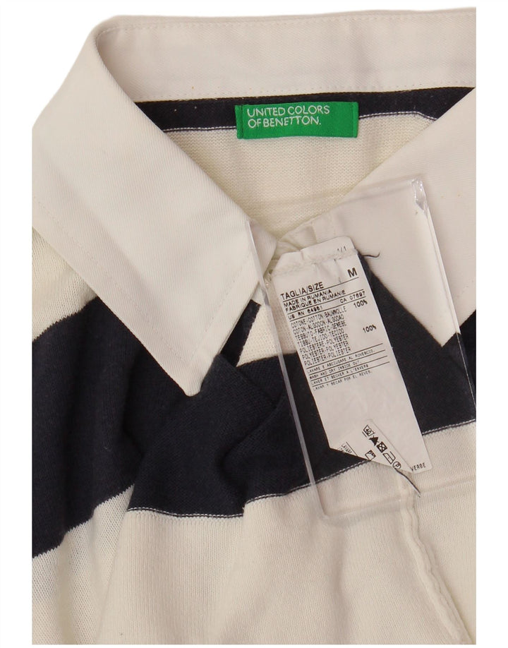 Женская трикотажная рубашка-поло для регби BENETTON UK 14, средняя, белая в полоску