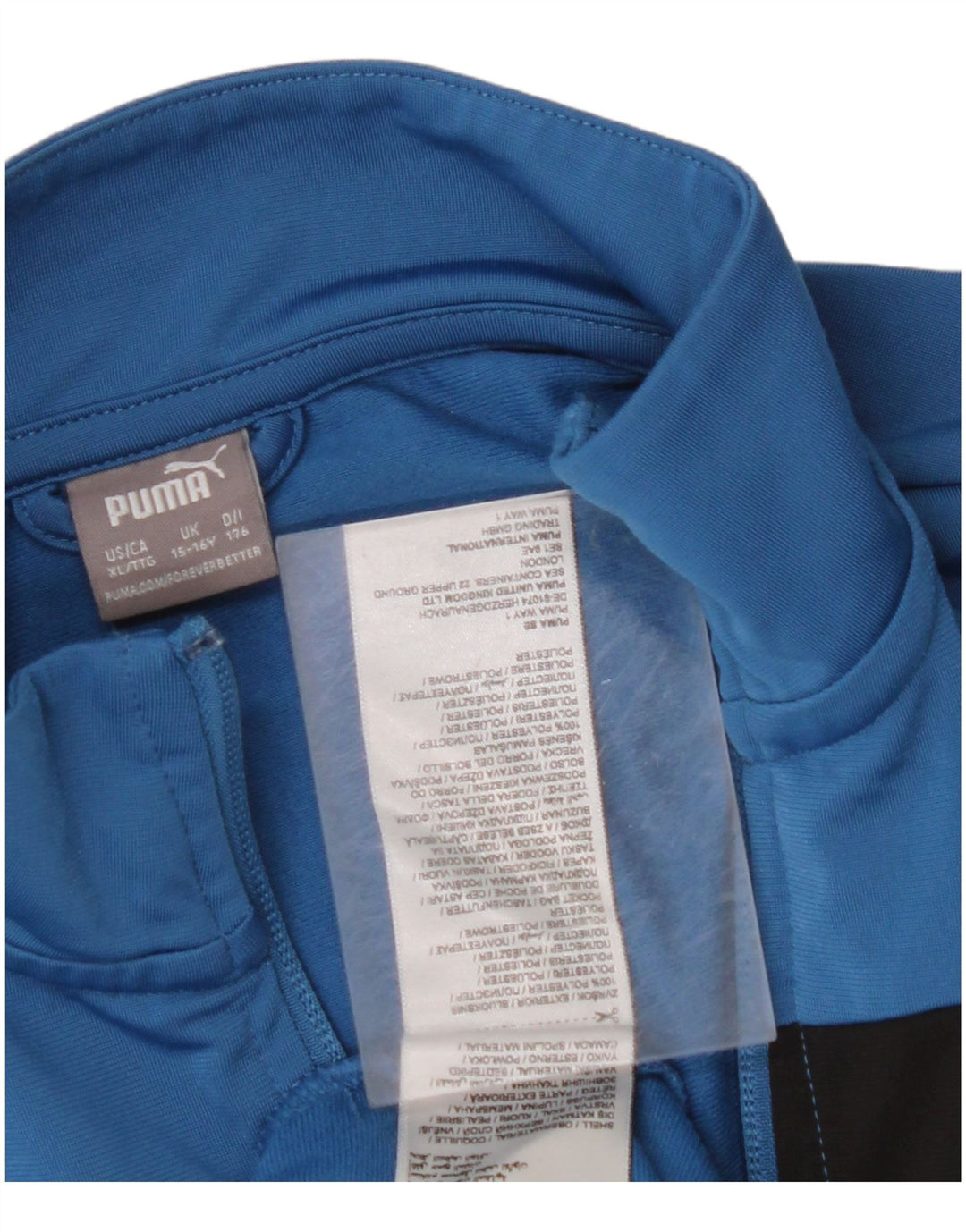 Спортивный костюм PUMA для мальчиков, верхняя куртка 15–16 лет, синий полиэстер с цветными блоками