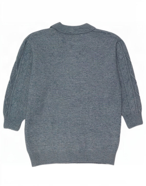 Marks & Spencer Womens Polo Neck Jumper Sweater UK 16 Large Blue Flecked