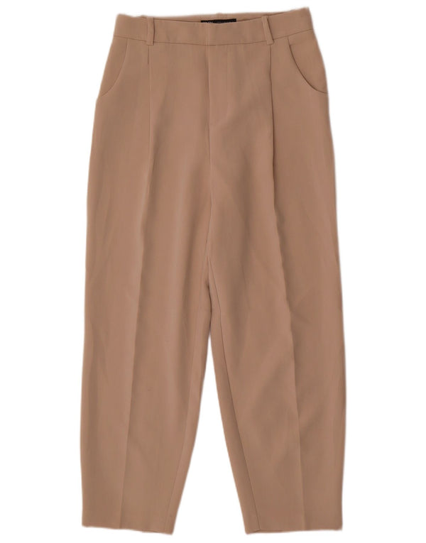 Zara Womens High Waist Pegged Casual Trousers XS W24 L25 Beige
