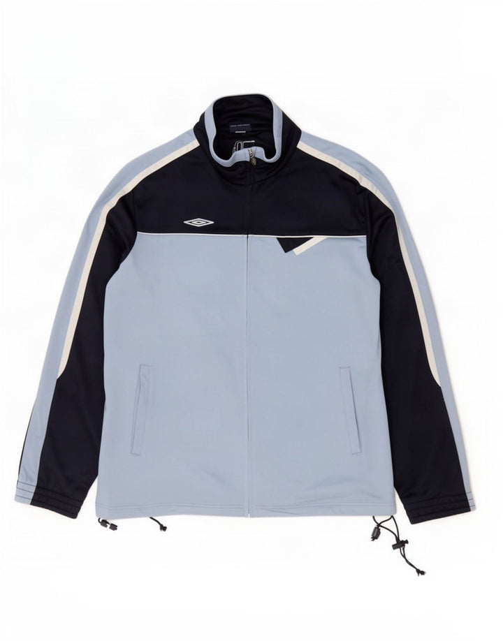 Umbro Mens Tracksuit Top Jacket Large Blue Colourblock Polyester