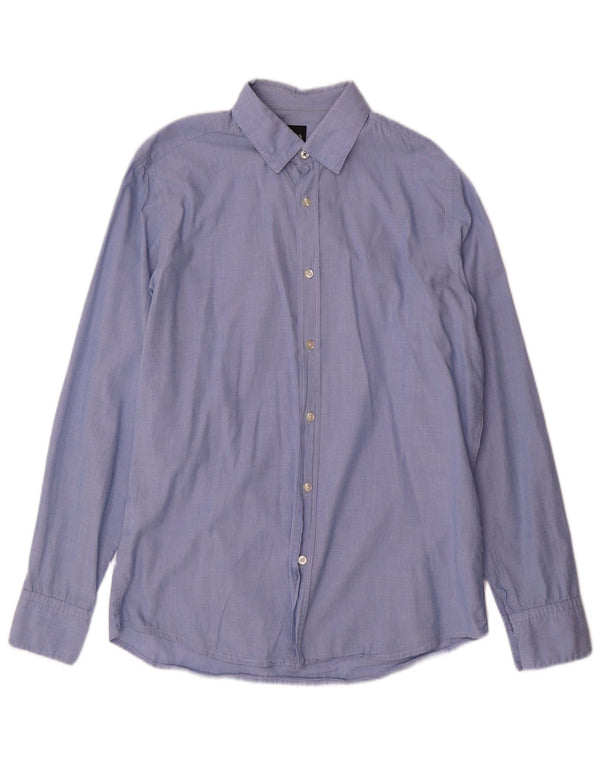 Hugo Boss Mens Regular Fit Shirt Medium Blue Cotton