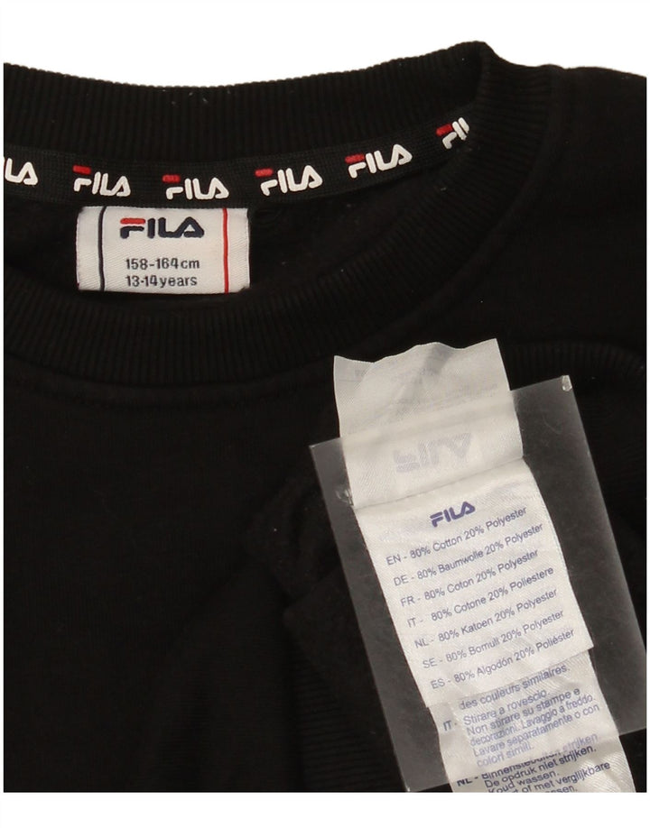 Джемпер с рисунком Fila для мальчиков 13-14 лет, черный хлопок