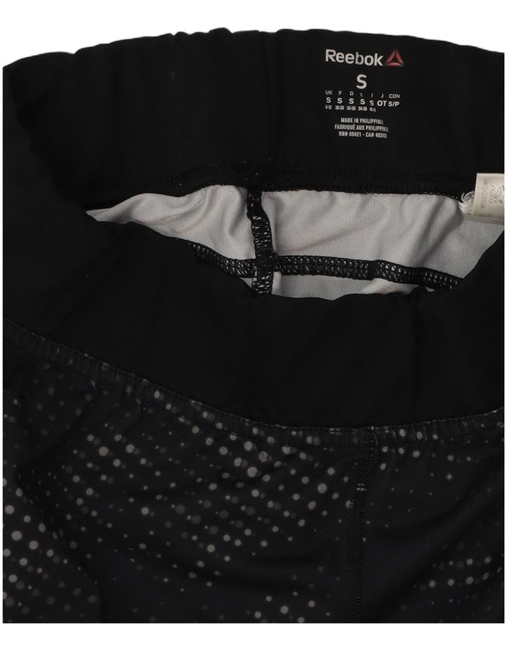 Женские леггинсы-капри с рисунком REEBOK, Великобритания, 8/10, маленькие, черные, в пятнышко