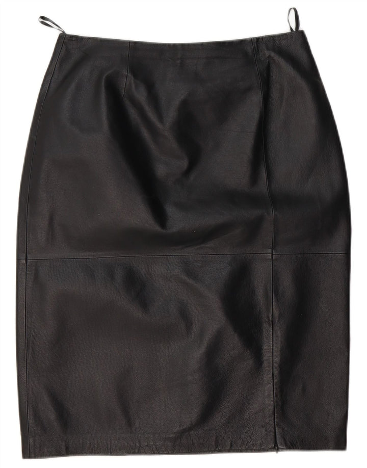 CLASSIC Womens Leather Skirt Medium W28  Black Leather
