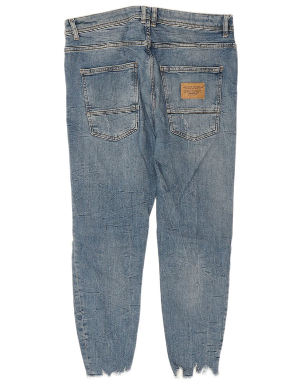 Мужские укороченные джинсы скинни с потертостями Zara EU 42, большие W32 L24, синие, хлопок