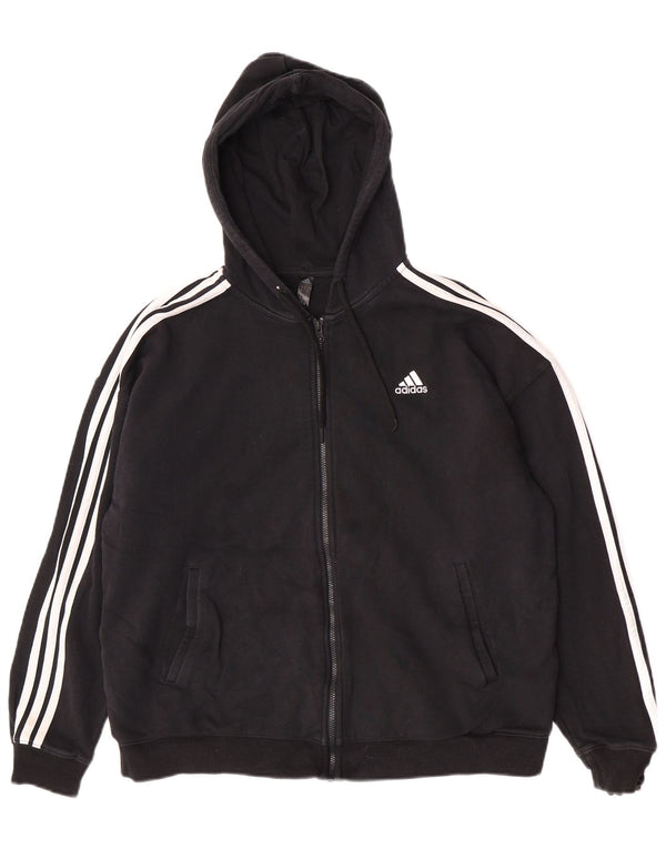 Женский свитер свободного кроя с капюшоном на молнии Adidas UK 16/18, большой черный хлопок