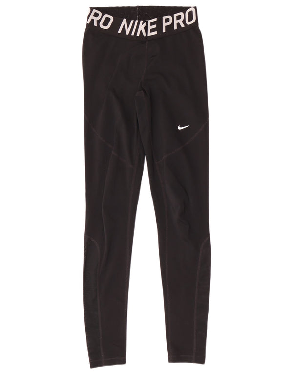 Женские леггинсы с рисунком Nike Dri Fit UK 8, маленькие черные, полиэстер
