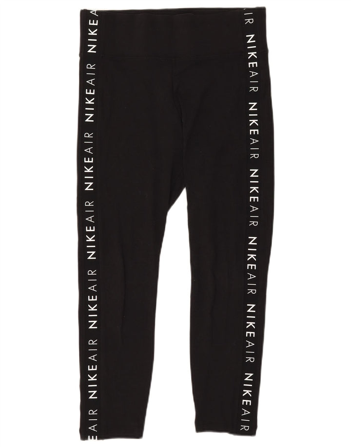 Женские леггинсы с рисунком Nike UK 14, хлопковые, среднего размера, черные