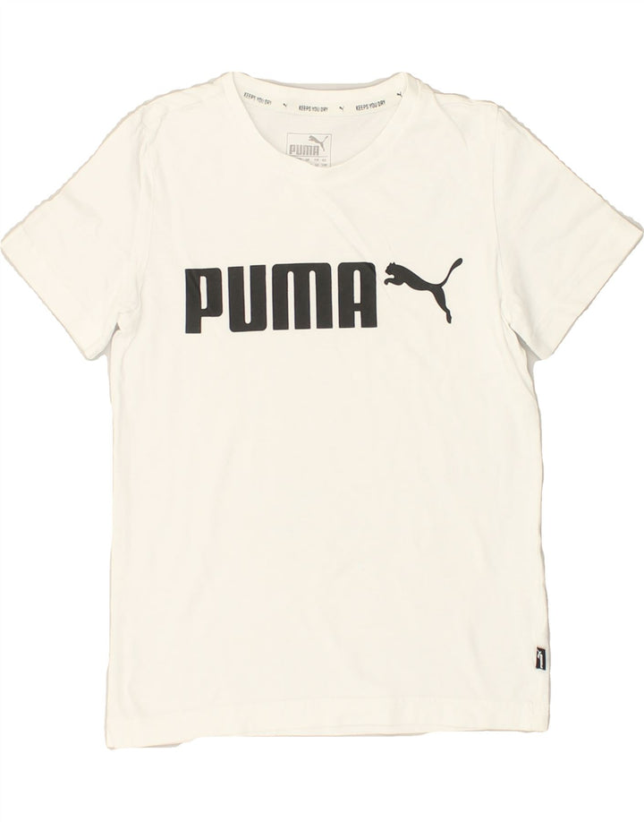 PUMA Boys Graphic T-Shirt Top 9-10 Years White Cotton | Vintage Puma | Thrift | Second-Hand Puma | Used Clothing | Messina Hembry 
