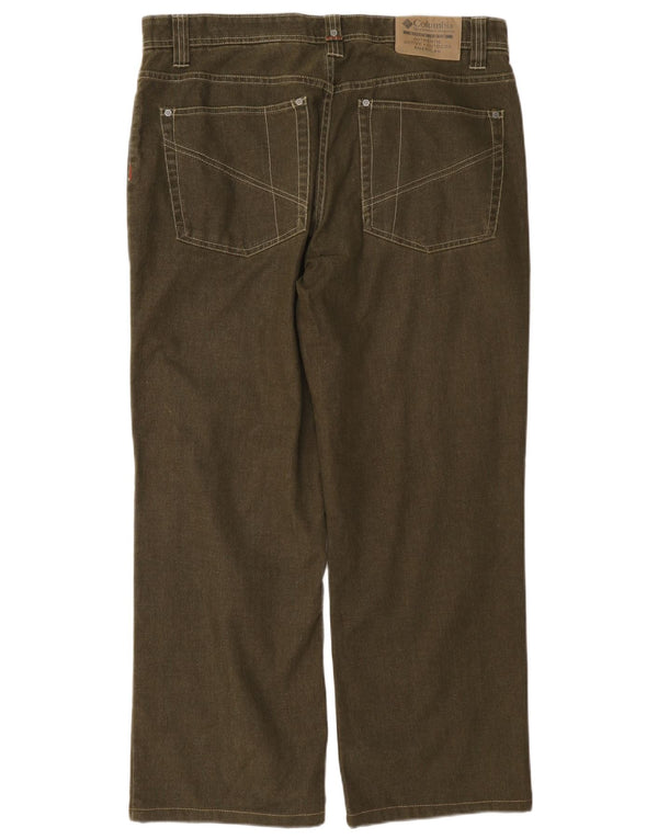 Columbia Mens Straight Casual Trousers W34 L29 Khaki Cotton
