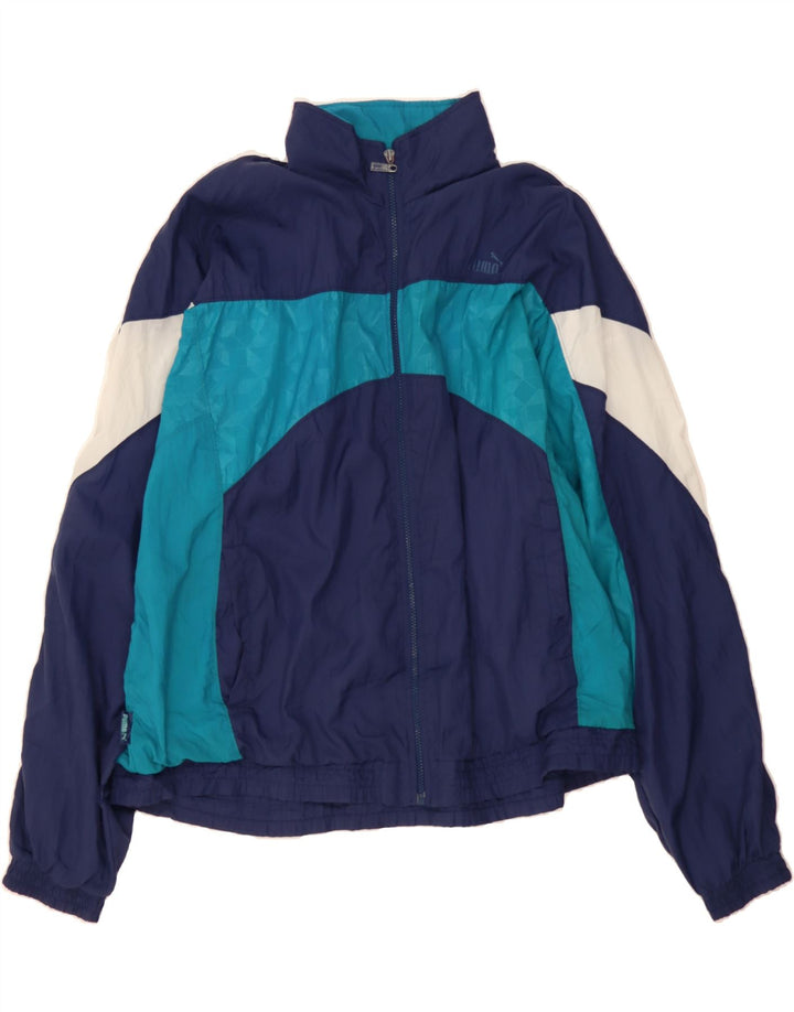PUMA Mens Tracksuit Top Jacket XL Navy Blue Colourblock Nylon Vintage Puma and Second-Hand Puma from Messina Hembry 
