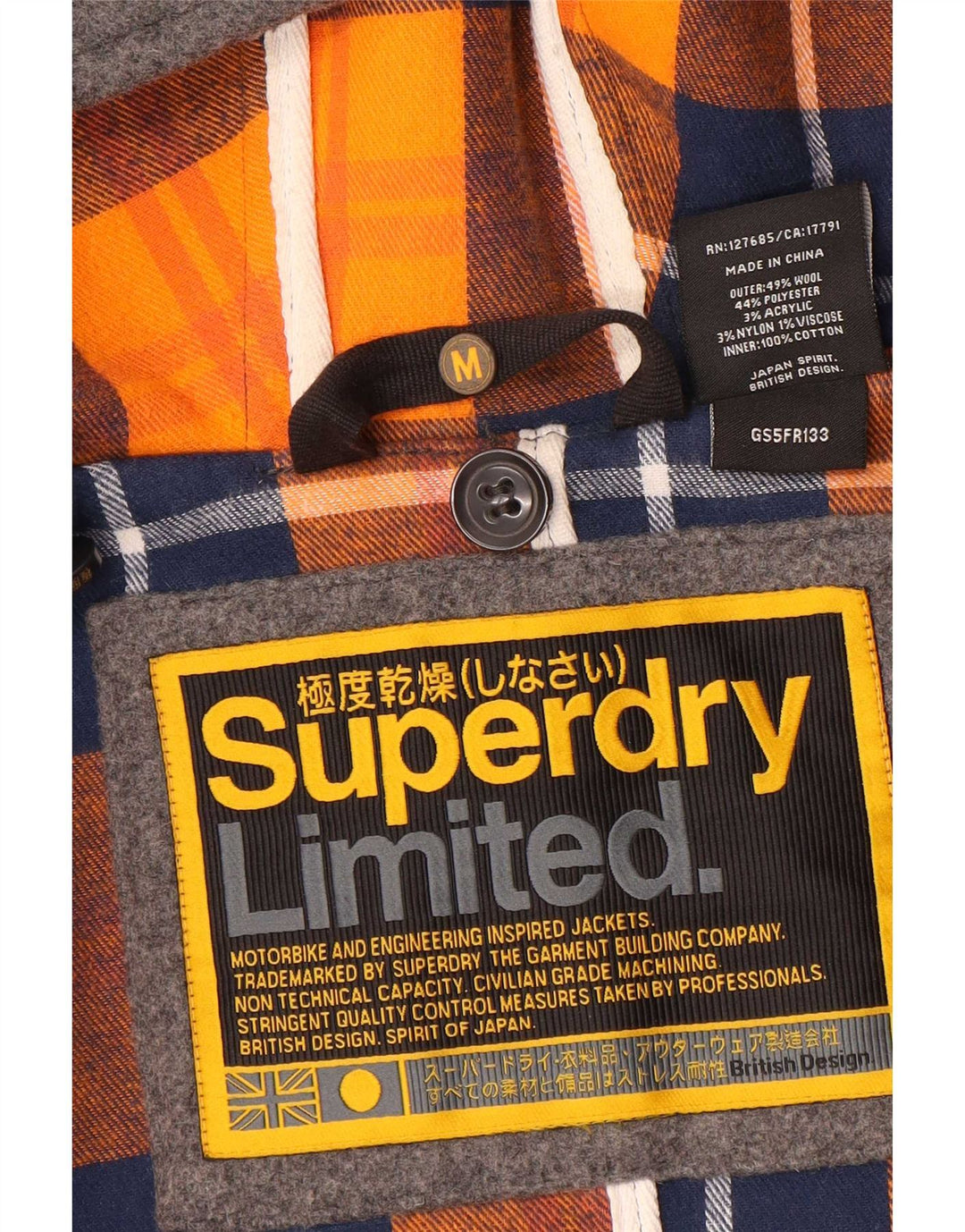 Женский дафлкот с капюшоном Superdry UK 12, шерсть среднего серого цвета