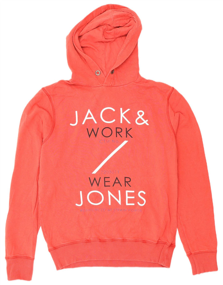 Мужской джемпер с капюшоном Jack & Jones с рисунком, хлопковый средний красный