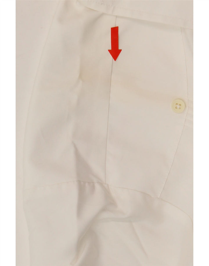 SMOG Mens Short Sleeve Shirt Medium White Floral Polyester Vintage Smog and Second-Hand Smog from Messina Hembry 
