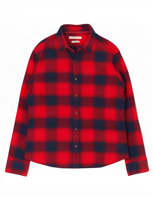 Мужская фланелевая рубашка Hollister XL, хлопок в красную клетку
