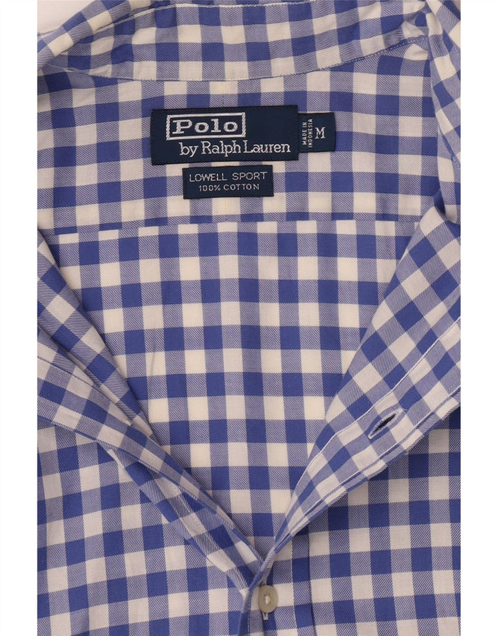 Мужская рубашка Polo Ralph Lauren Lowell среднего синего цвета в мелкую клетку из хлопка