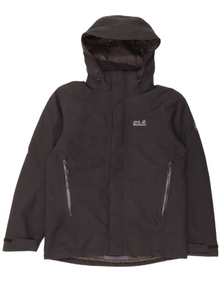 Мужская ветровка с капюшоном Jack Wolfskin UK 34, маленькая черная полиэстер