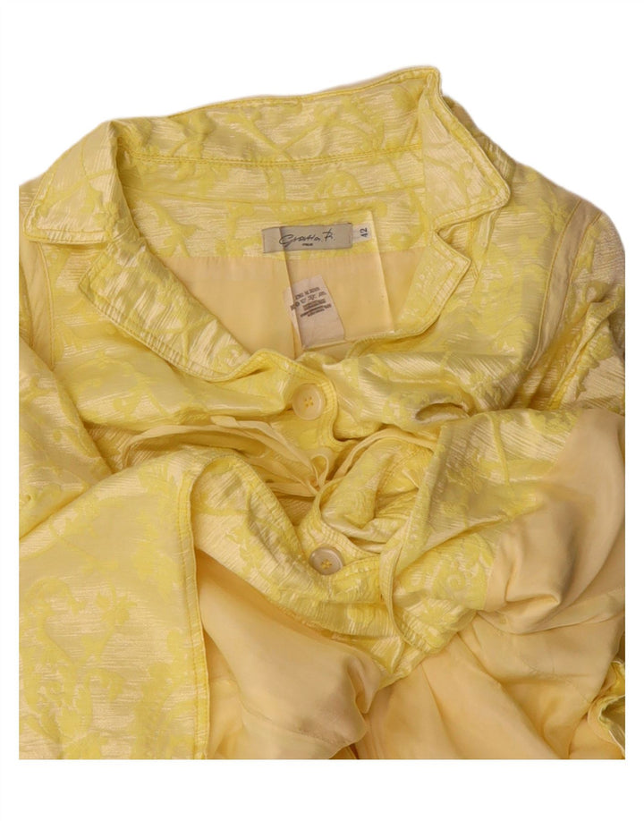 VINTAGE Womens Overcoat IT 42 Medium Yellow Paisley Lurex