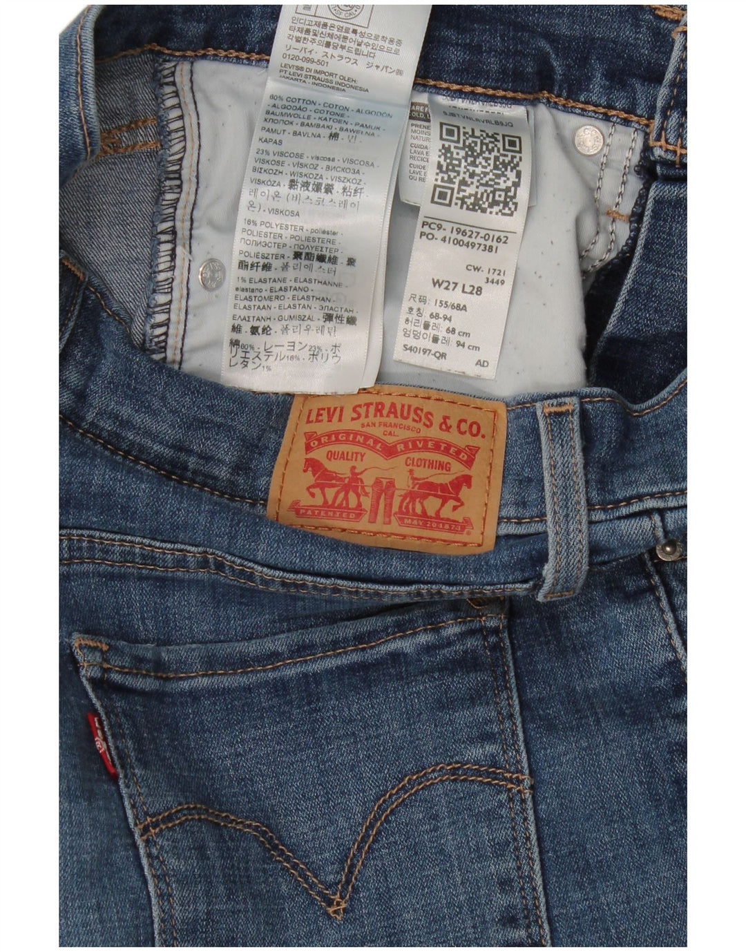 Женские джинсы Levi's 312 Shaping Slim W27 L28, синий хлопок